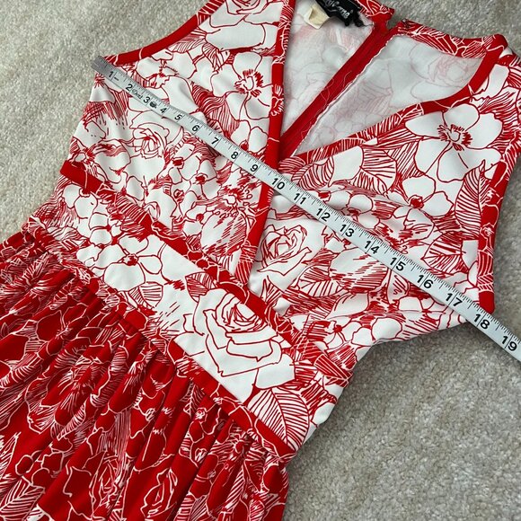 Vintage 1970s Shady Lane Red White Floral Maxi Dress 11-12 - Picture 7 of 10